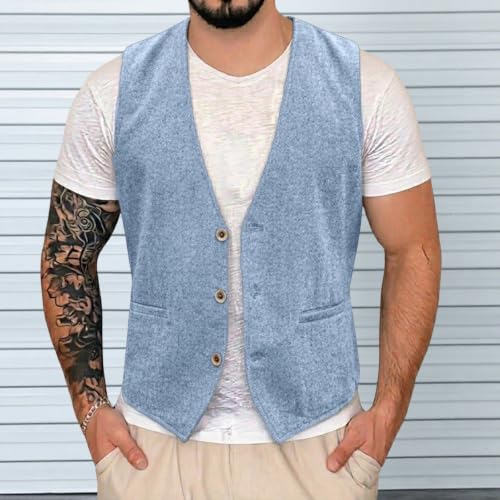 Gilet en lin pour homme à coupe droite - Veste d'été décontractée et business - 2