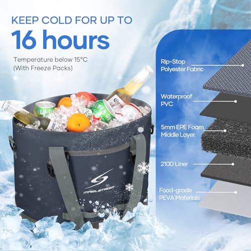 Image of Maelstrom 30 Can Insulated Cooler Bag, Leakproof Soft Ice Chest | Tote Style,16h Cold, Lightweight,Collapsible,Peva Liner,Waterproof,Gear Loop,Multi-Pockets,For Shopping,Beach,Picnic
