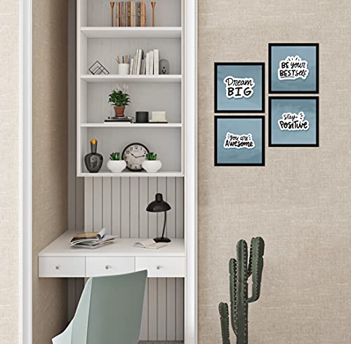 Image of ArtX Paper Motivational Quote Dream Big Wall Art Painting, Framed Paintings For Home Office Decor 20 X 20 inches (Combined), 10.0 X 10.0 each, Multicolor Posters With Frame, Set of 4