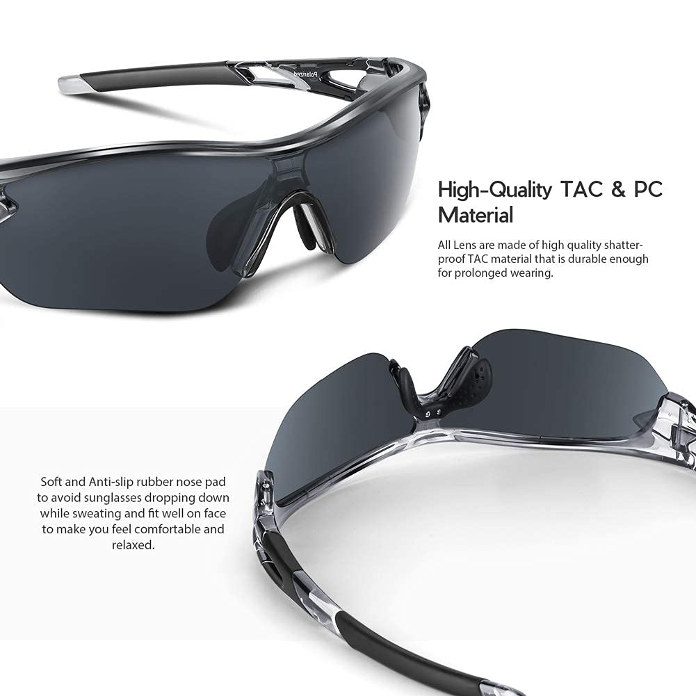 BEACOOL Occhiali da Sole Sportivi Polarizzati Uomo Donna Adolescente Ciclismo Baseball Militare Running Driving Pesca Golf Motocicletta Tac UV400