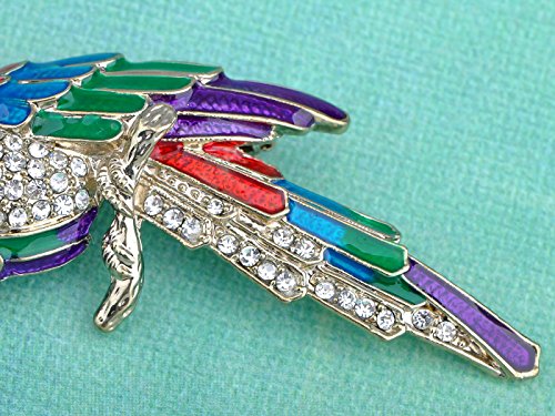 Image of Alilang Golden Tone Sparkly Clear Rhinestones Colorful Enamel Parrot Brooch and Earrings Fashion Jewelry Set