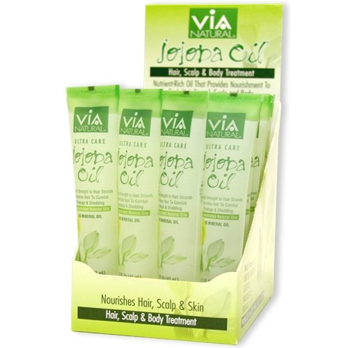 VIA Natural Ultra Care Jojoba Oil Concentrated Natural Oil 1.5oz - Imparts Strength to Hair Strands Nourishes Hair To Combat Breakage & Shedding - 12 Pack