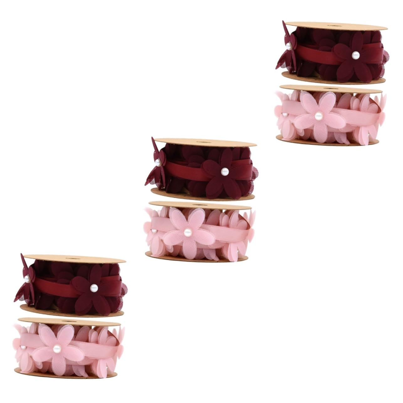 SEWACC 6rollen Blumendekorations-satinband Rosa Und Weinrot Für Hochzeiten -projekte Und Reusable Und Langlebig Verleiht Jedem Event Eine Romantische