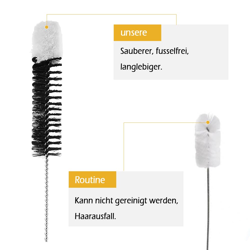 Set Di 2 Spazzole Lunghe Per Bottiglie In Nylon E Acciaio Inox, 36x9 Cm E 32,5x3 Cm, Per Biberon, SodaStream E Caraffe