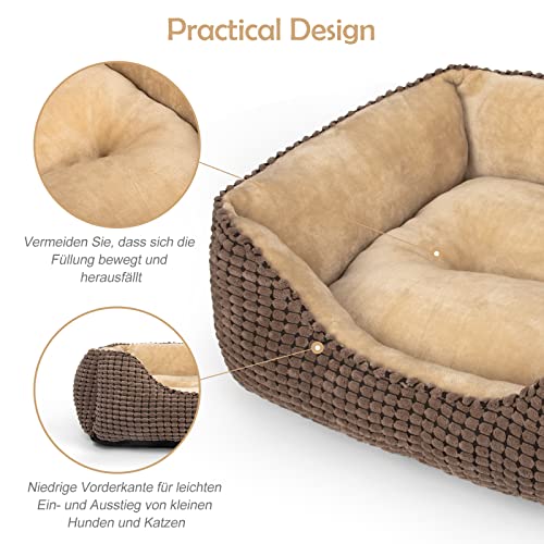 JOEJOY Hundebett Mittelgroße Hunde, Hundekorb Waschbar Flauschig, rutschfeste Plüsch Hundebetten, 76x61x23cm, Hundekörbchen für Mittelgroße und Große Katzen und Hunde