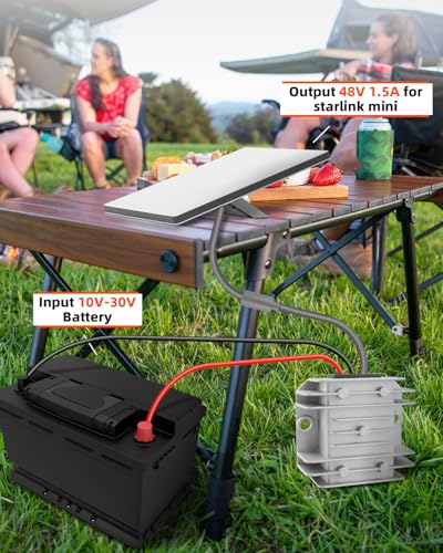 Mini Boost Converter Fit for Starlink 12V-12V/24V to 48V Input Battery, Output 1.5A 72W, 18AWG Waterproof DC Female (25cm) Compatible with Max 45m/150Ft+Starlink Mini Power3