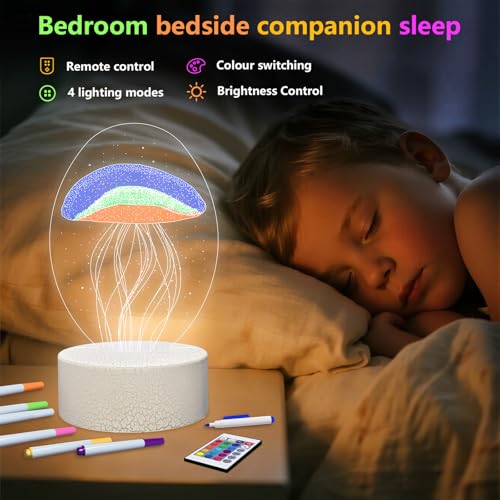 Lámpara nocturna de arte DIY medusa 3D LED con control remoto miniatura 4