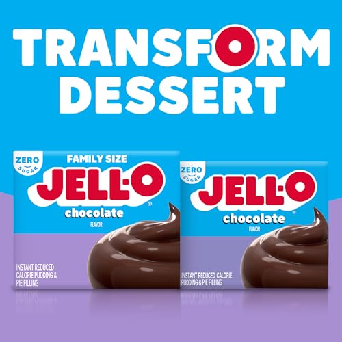 Image of Jell-O Chocolate Flavor Zero Sugar Instant Reduced Calorie Pudding & Pie Filling, Family Size, 2.1 oz. Box