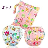 Dwave 2pcs Pack One Size Baby & Toddler Reusable Washable Swim Diapers (Zoo Animals)