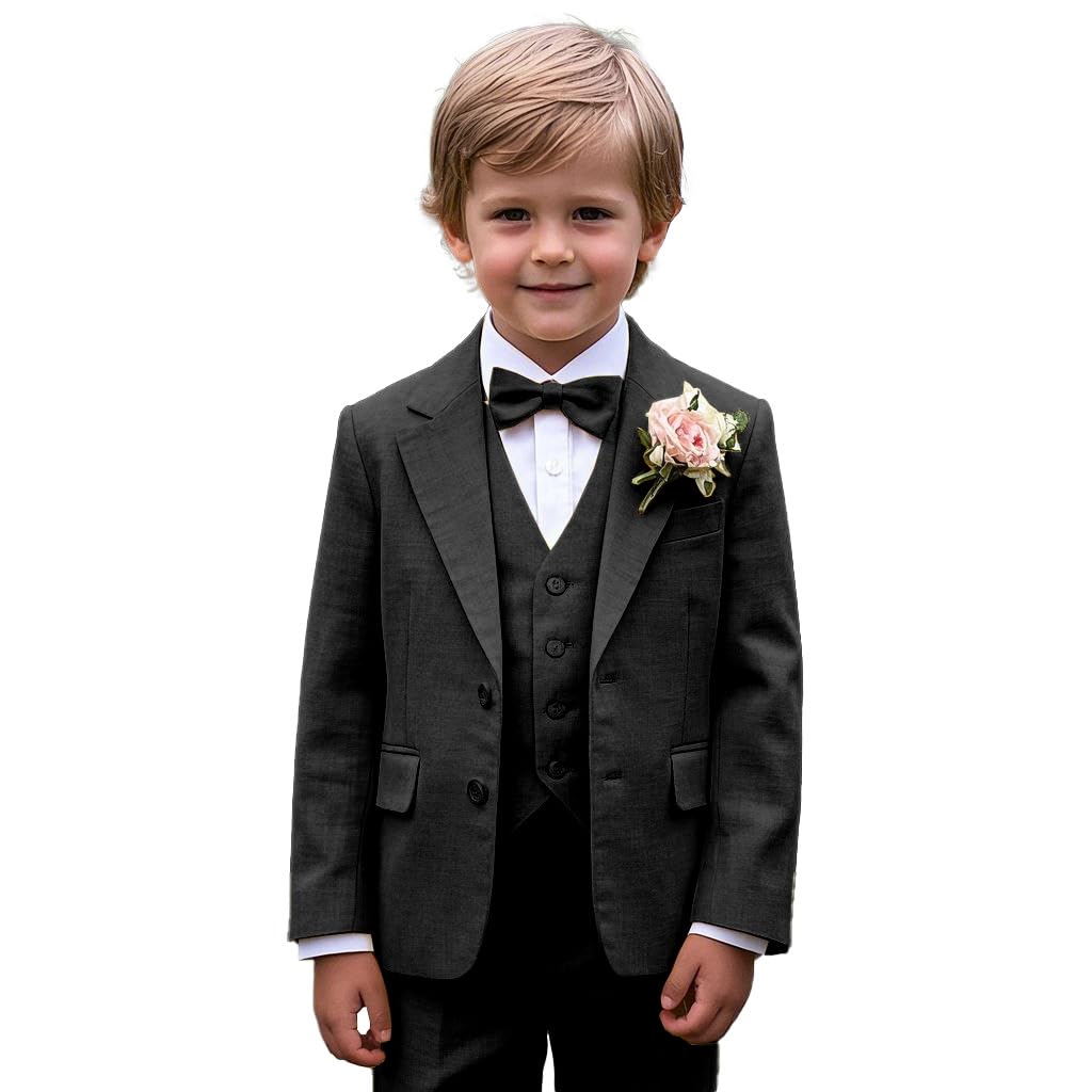 Leinenanzug für Jungen, für Kinder, Hochzeit, formelle Kleidung, Outfit, 3-teiliges Set, Weste, Jacke, Hose