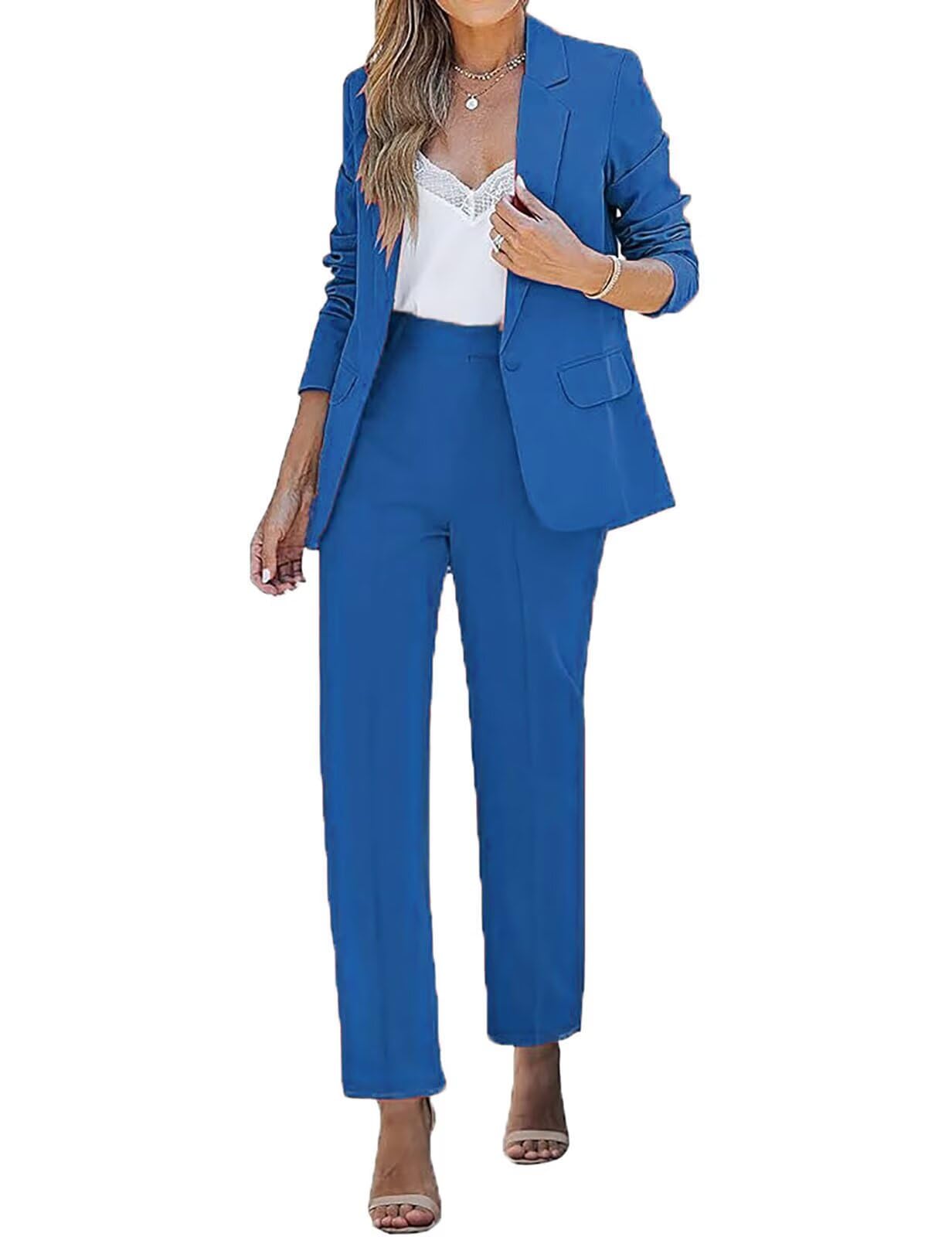 Womens Suits Blazer Sets 2 Piece Outfits Business Casual One Button Pants Suit for Women Dressy Pant Suits