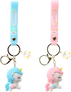 TYOROY 2 Pack 3D Cute Unicorn Keychain Gift - Kawaii PVC Animal Unicorn Pendant Keychains Kids Boys Girls Car Key Ring Pair with Backpack /Airpods (Unicorn)