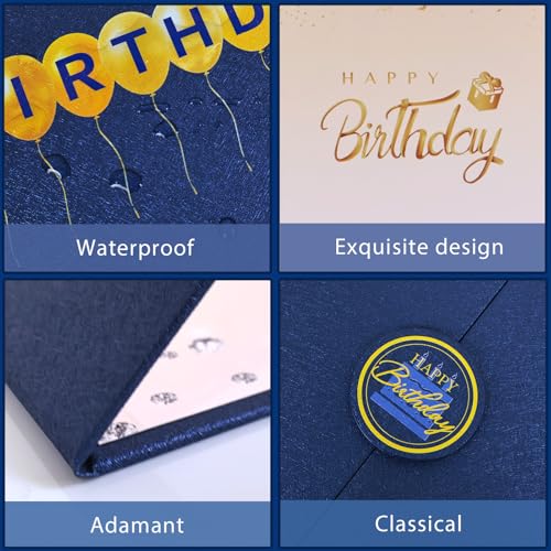Image of Crenics Blue and Gold Birthday Decorations for Women Men, Creative Birthday Guest Signature Book Alternative 18 inch x 12 inch, Awesome Birthday Gifts for Girls or Boys