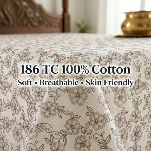 Image of Mafatlal 186 TC Grace Pure Cotton Double Size Bedsheet | 90 x 100 Inch | Soft Breathable Cotton Bed Sheet Set with 2 Pillow Covers | Honey Gold
