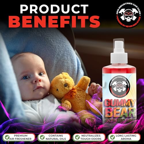 Image of Gummy Bear Scented Car Air Freshener Spray | Long-Lasting Odor Eliminator | Interior Cleaner for Upholstery, Fabric, Leather & More