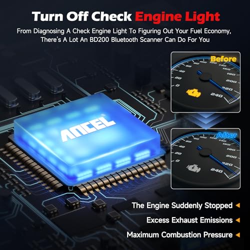 Image of ANCEL BD200 OBD2 Scanner Bluetooth - Code Reader & Check Engine Diagnostic Scan Tools with Car Battery Test, Exclusive App On iOS & Android, Wireless OBDII Adapter Works for 1996 & Newer Vehicles