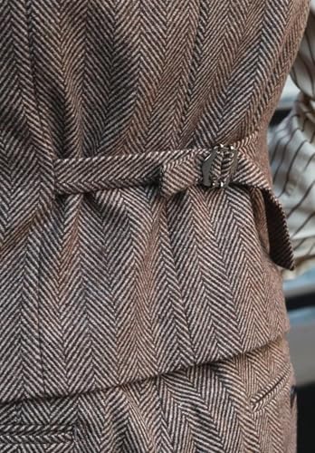 Boys Vest Retro Tweed Lapel Suit Vest for Boys Vintage Herringbone Formal Casual Western Double Breasted Waistcoat4