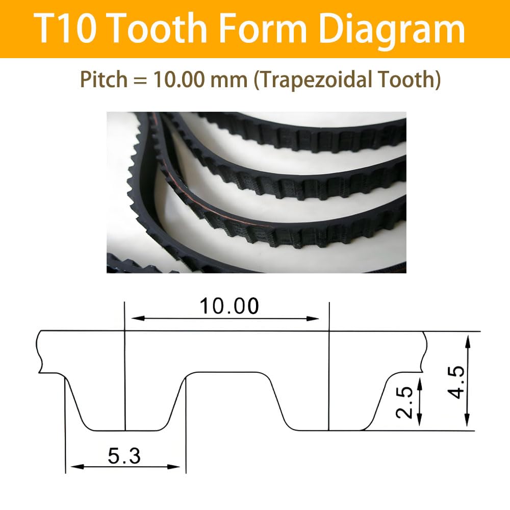 2 Pièces Courroie Synchrone Rubber T10, 60mm Largeur x 860mm Longueur, 86 Dents, pour Automatisation Industrielle, Machines CNC, Équipement Traitement Alimentaire, Transmission Haute Précision