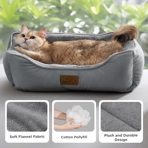 BEDSURE-Katzenbett-waschbar-Katzen-Bettchen-51x41cm-Katzenkorb-Indoor-mit-Rutschfester-Basis-quadratisches-Hundebett-fur-kleine-Hunde-mit-weichem-Rand-grau | Dealmeister.io Alt tag für bilder post titel