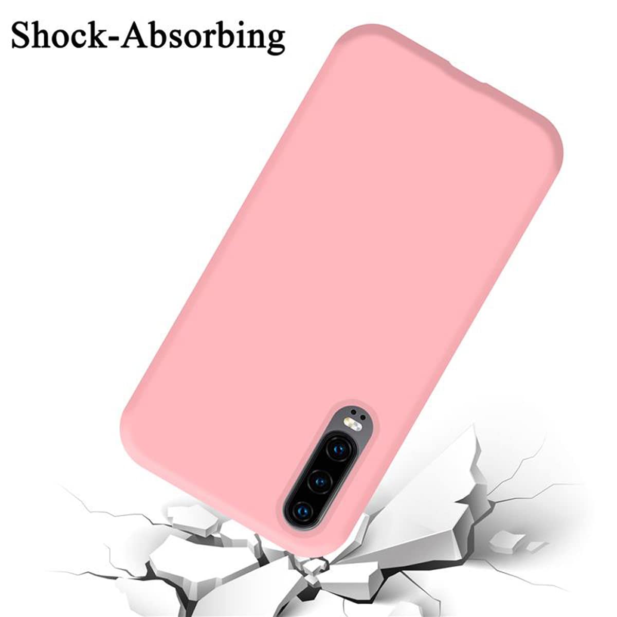 CADORABO Custodia in silicone TPU cover con protezione per la fotocamera CUSTODIA per P30, Bianco, Lucido Oro