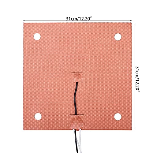Lysee 3D Printer Parts & Accessories - 3D Printer Silicone Heated Pad 310x310mm Heating Plate Mat 120V 750W Printer Heated Bed with Screw Holes - (Color: 8YY604654)