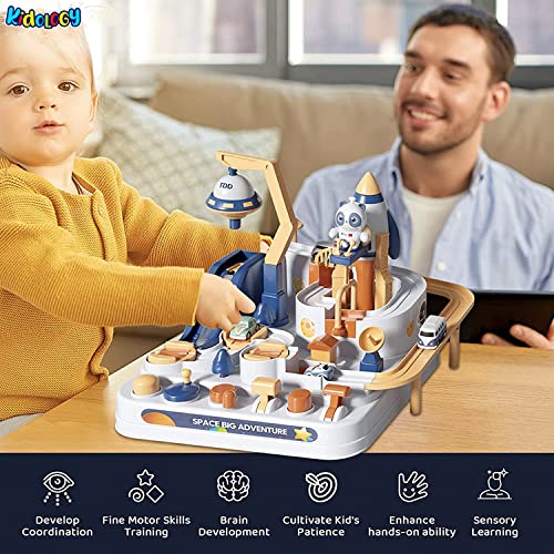 Image of Kidology Car Race Tracks Toy for Boys Girls | Car Adventure Toy for 2+ Year Old Boys & Girls | Playset City Rescue Toddlers Toy | Pre Educational Learning Toy Puzzle Car (Adventure Toy - 2 Cars)