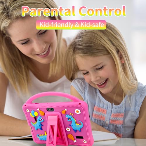 Image of Veidoo 7 inch Android Tablets for Kids, 2GB RAM, 32GB ROM, aiwawa Apps Parent Controls, Educational Games, WiFi, Dual Camera, Silicone Case(Pink)