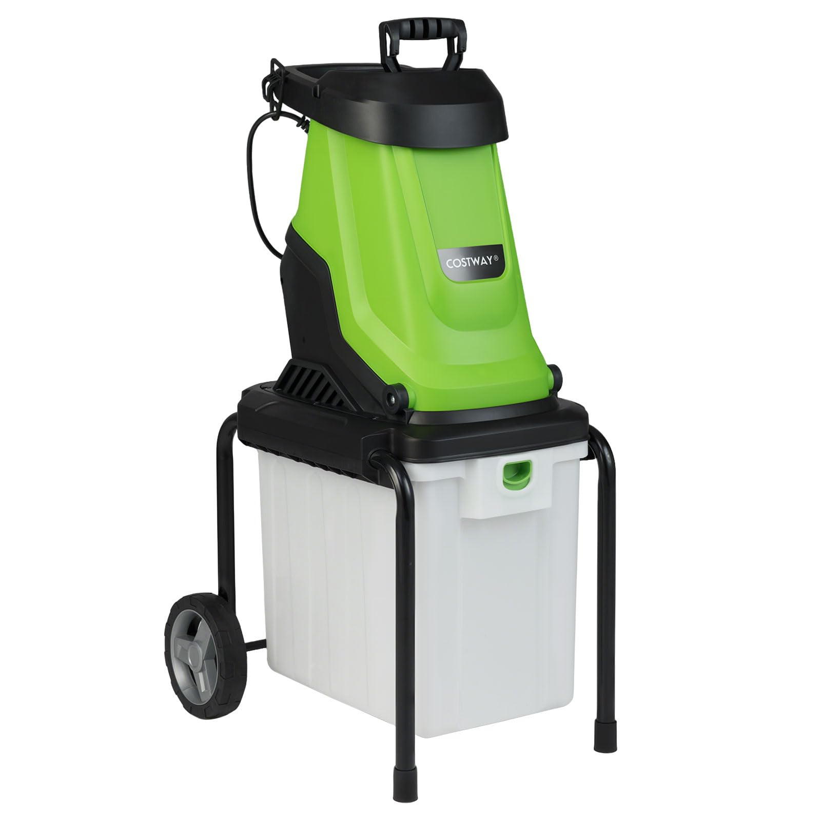 FANTASK Trituradora eléctrica de jardín, 2800 W-56 x 44 x 94 cm, trituradora de jardín con ruedas, caja de captura de 50 l, grosor de corte 45 mm, con cable, trituradora eléctrica de rodillos para