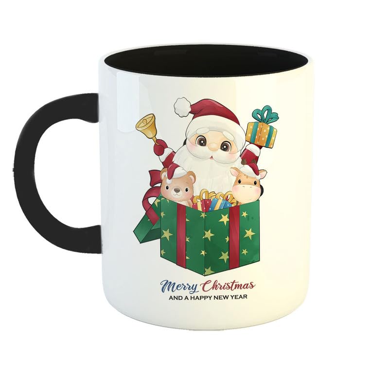 Printed Coffee Mug, Christmas and Xmas Gift – Santa Giftbox, Secret Santa, Gifts for Brother, Sister, Coffee Lovers, Dear Ones, R5635-BK