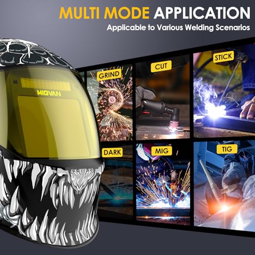 Image of Welding Helmet Auto Darkening True Color Large Viewing, Welding Hood Solar /Rechargeable Battery Powered, Wide Shade 4 /5-13 with 4 Arc Sensor, Optical Clarity Welding Mask for TIG MIG ARC Grind