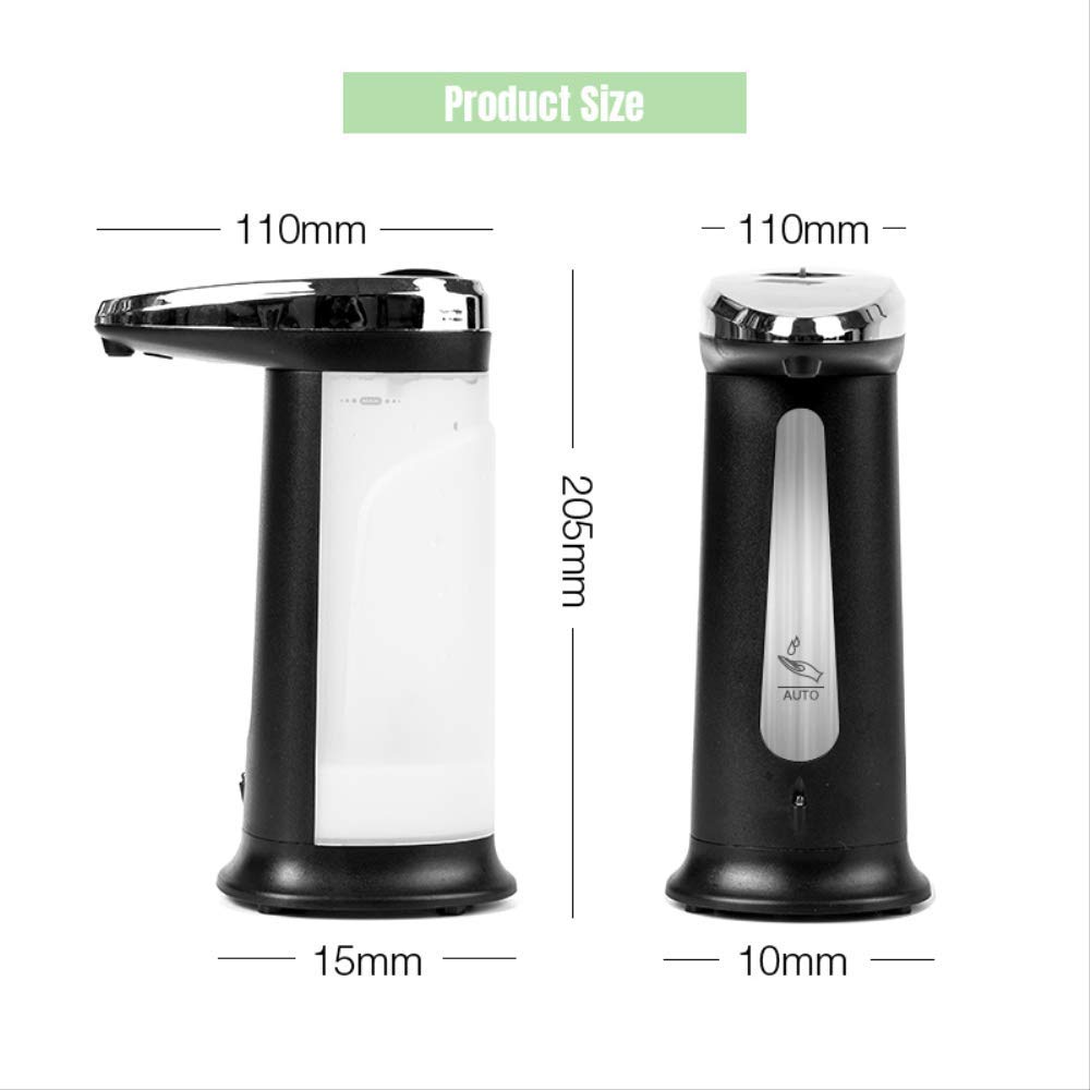 Dispenser di Sapone Liquido Senza Contatto Smart Sensor Pompa di Erogazione Automatica del Sapone A Mani Libere per Bagno Cucina 400 Ml Nero