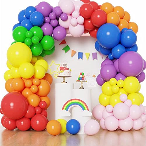 Image of CANREVEL 129pcs Rainbow Balloon Arch Kit 18 12 10 5 Inch, Colorful Balloons Assorted Colors for Baby Shower Encanto Birthday Wedding Anniversary Bridal Shower Party Decoration
