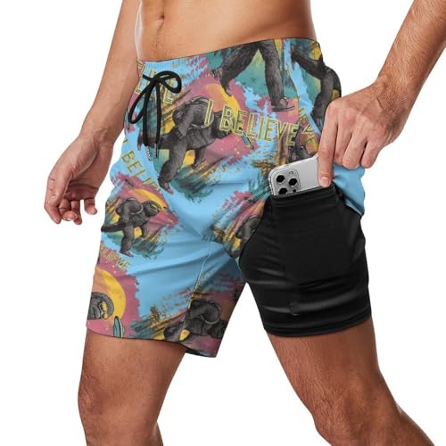 Believe Bigfoot Sasquatch Mens Swim Trunks with Quick-Drying Lining Beach Shorts for Outdoor Sports2