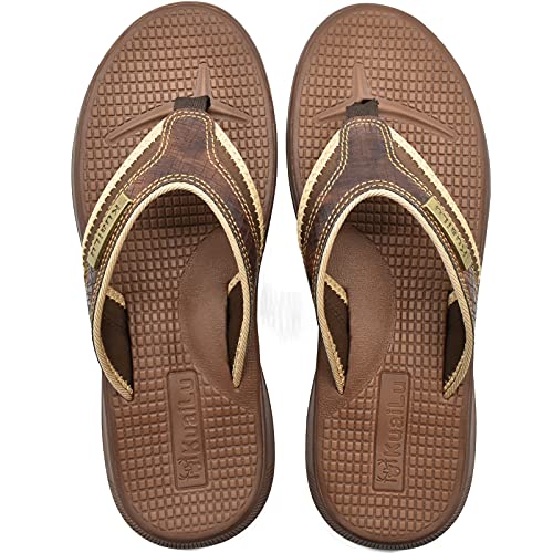 KuaiLu Mens Fashion Flip Flops Comfort Soft Sole Sandals With Arch Support for Outdoor Beach Summer Brown US10