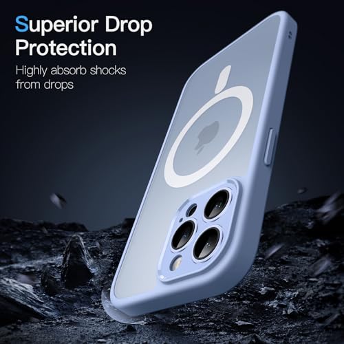 Image of JETech Magnetic Cover Case for iPhone 13 Pro Max 6.7-Inch, Compatible with MagSafe, Translucent Matte Back Camera Lens Full Protection Slim Shockproof Phone Cover (Sky Blue)