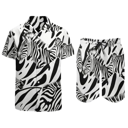 Zakqeik Color-stars Short Sleeve Shirts Shorts Men Loose Beach Suit for Party3