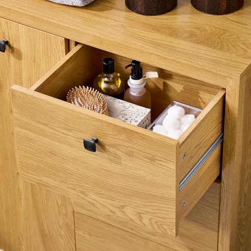Wäscheschrank mit Korb & 3 Schubladen – Platzsparende Aufbewahrungseinheit für Bad & Waschküche, modernes Design, B80 x T35 x H90 cm