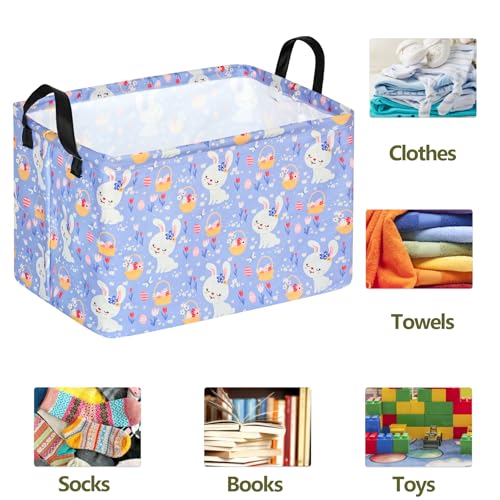 Image of Easter Eggs Gift Rectangle Rabbit Toy Shelf Basket Clothes Laundry Storage Box Storage Bins, Bunny Basket, Laundry Hamper with Handles