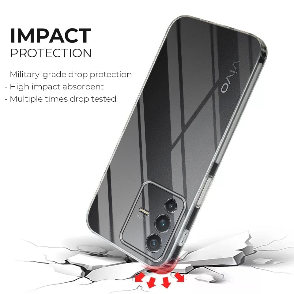 Image of Jkobi Back Cover Case for Vivo V23 Pro (Silicone Clear Shockproof Case with Camera Protection | Soft and Flexible | Transparent)