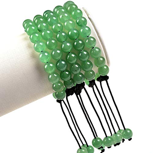 Image of Massive Beads Natural Healing Power Gemstone Crystal Beads Unisex Adjustable Macrame Bracelets 8mm