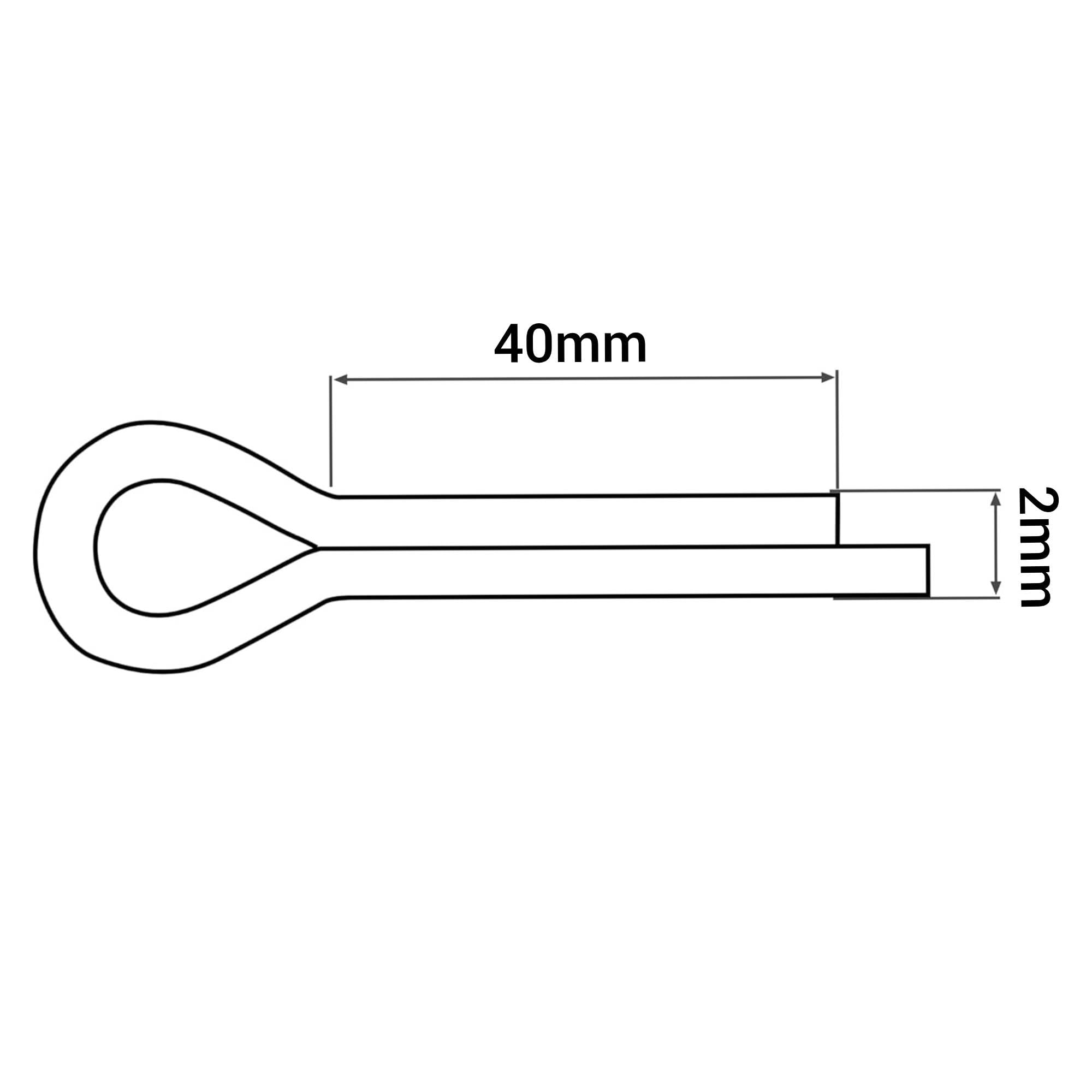 SKIR'CO (100 pcs) Zinc Plated Steel Cotter Pins 2 x 40 mm, Split Pins, DIN 94, Metal Cotter Pins - Image 4