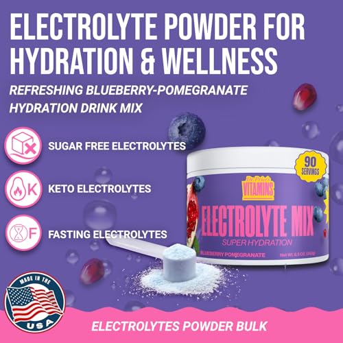 Image of Dr. Price's Vitamins Electrolytes Powder, Blueberry Pomegranate 90 Servings | Sugar Free Hydration, Electrolyte Mix, Bulk Powder, Sodium, Potassium & 72+ Trace Minerals, Keto Friendly, Doctor Formulated
