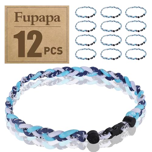 Fupapa Premium 12Pack Baseball Necklaces Multi-Color 18inches Sports Necklaces Ideal for Baseball Team Gifts Party Favors Sports Parties (Navy-Lt Blue-White Stitch 18inch)