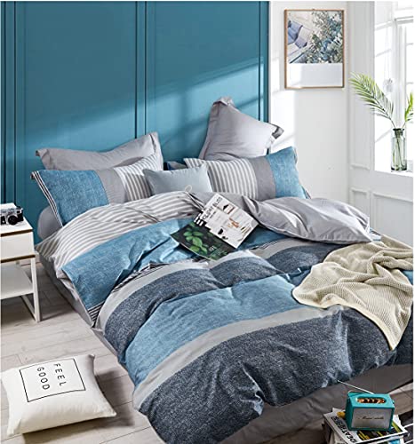 Générique Percale 100% Coton 80 Fils Housse de Couette 240x220cm+2 Taies d'oreillers 65x65cm_CF-009 Bleu