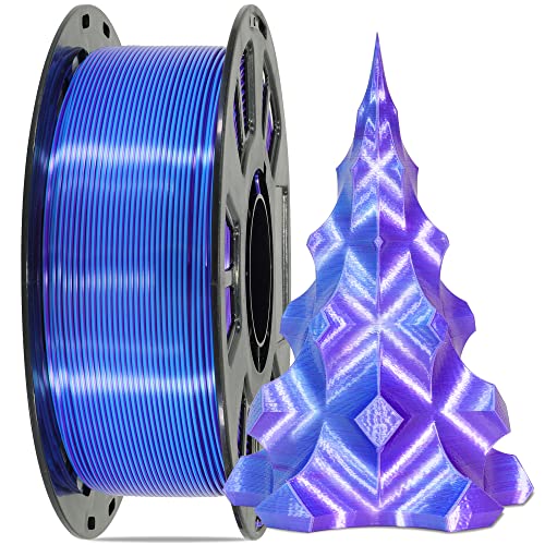 Image of MIKA3D 1.75mm 2 Colors in 1 Silk Purple Blue PLA 3D Filament, 1KG 2.2LBS 3D Printing Material with Bicolor Dichromatic Double Colors, Dual Color Co-Extrusion 3D Filament Widely Fit for 3D Printer