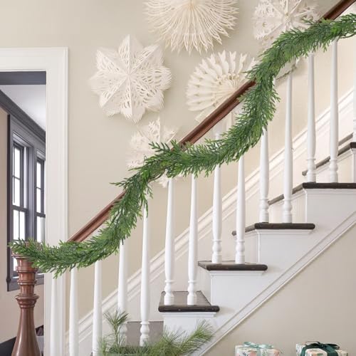 Minnhua 2Pcs Artificial Realistic Christmas Garland 5.9Ft Real Touch Norfolk