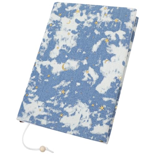WJIAAA Book Covers for Paperbacks Book Cover Protector Adjustable Fabric Fit A5 Size 5.5x8.2 Inch Paperbacks for Hardcover Softcover Novels Protection for Privacy Blue Star Moon