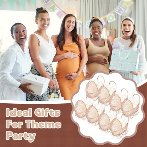 Image of Threehoney 12 Pcs Baby Shower Mini Carriage Decoration Brown Bear Color Metal Wired Fillable Candy Stroller Baby Shower Table Centerpiece for Guest Gender Reveal Wedding Party Favor Gift