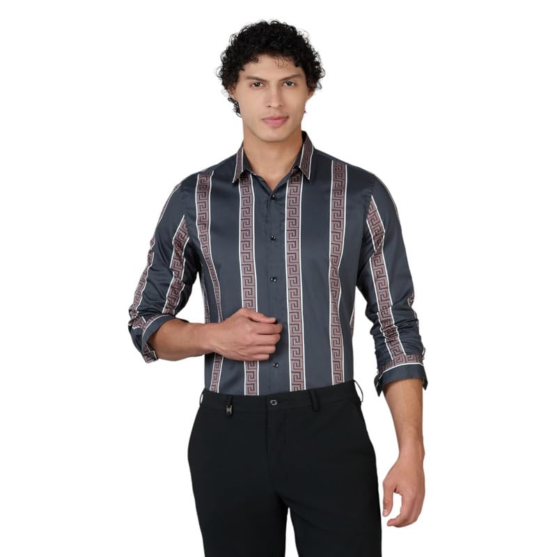 Men’s Printed Regular Fit Full Sleeves Cotton Formal Shirt