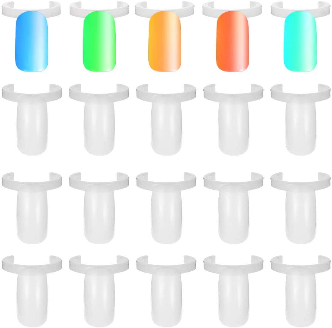 Presentation Nail Tips, 100 Pieces False Nail Art Colour Fields, Artificial Nail Display Tips with Ring, Manicure Practice Tool for Starter Salon Home Nail Polish Practice DIY